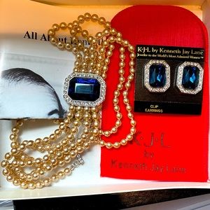 Kenneth J Lane Princess Diana Vintage necklace with matching clip on earrings
